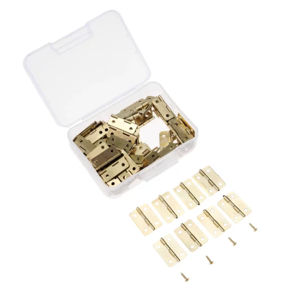 Scatola con100 pz di cerniere e 400 viti ferro ottonato  23 x 19 mm - immagine 2