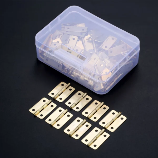 Scatola con100 pz di cerniere e 400 viti ferro ottonato  23 x 19 mm - immagine 5
