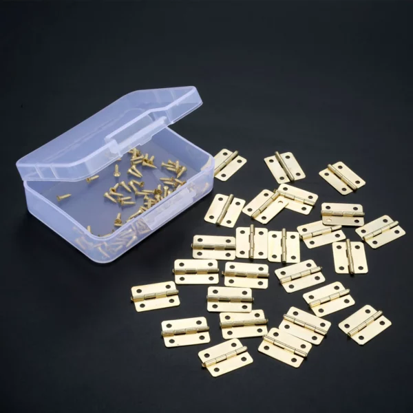 Scatola con100 pz di cerniere e 400 viti ferro ottonato  23 x 19 mm - immagine 6
