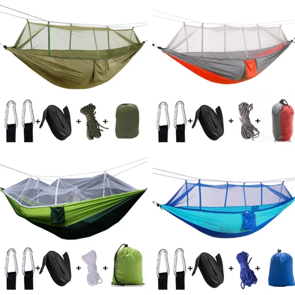 Amaca da campeggio Fonoun con tenda a zanzariera in Nylon per 2 persone traspirante 260x140cm Ultra leggero FNT663 - immagine 2