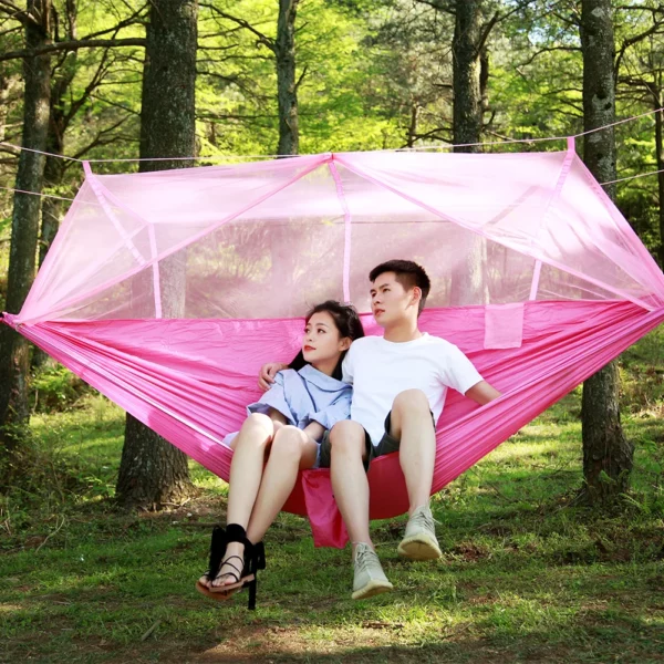 Amaca da campeggio Fonoun con tenda a zanzariera in Nylon per 2 persone traspirante 260x140cm Ultra leggero FNT663 - immagine 3