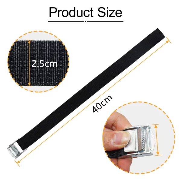 Set 10 Cinturini di fissaggio in nylon colore nero lunghezza 40 cm larghezza 2,5 cm fibbia in metallo - immagine 3