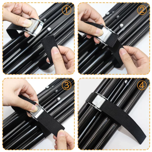 Set 10 Cinturini di fissaggio in nylon colore nero lunghezza 40 cm larghezza 2,5 cm fibbia in metallo - immagine 4