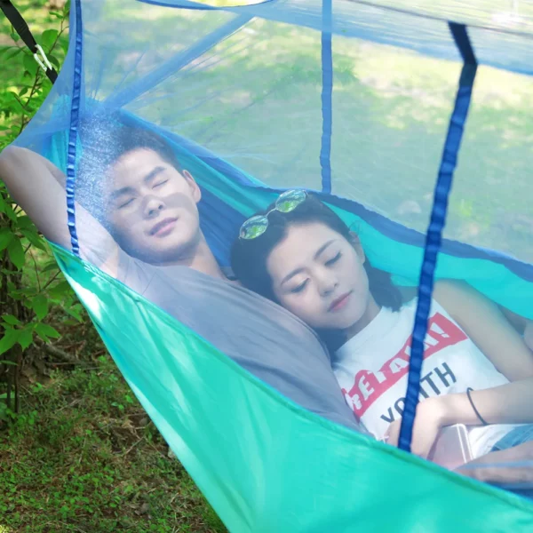 Amaca da campeggio Fonoun con tenda a zanzariera in Nylon per 2 persone traspirante 260x140cm Ultra leggero FNT663 - immagine 6