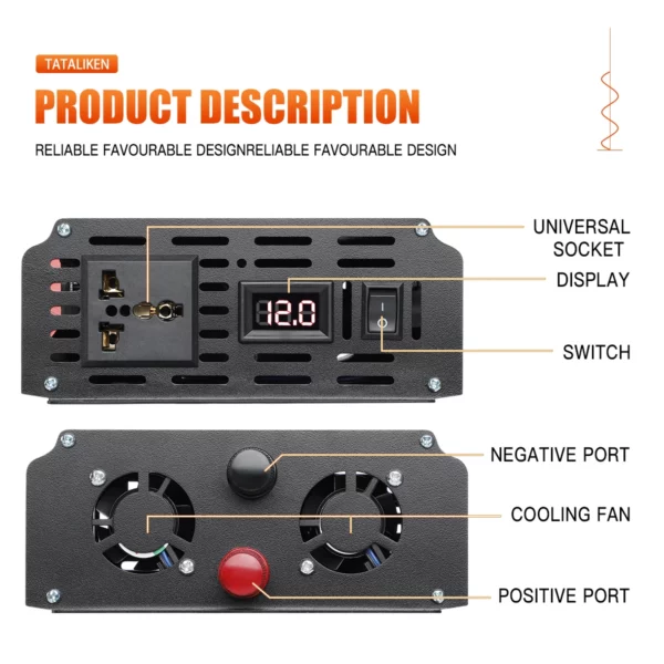 Inverter DC 12V 24V a AC 220V tensione onda sinusoidale pura potenza 50Hz convertitore 8000W 6000W 3500W 2500W 1600W - immagine 6