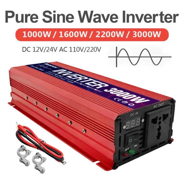 RDDSPON Inverter a onda sinusoidale pura da 1000W a 3000W DC 12V  AC 220V 50Hz - immagine 7