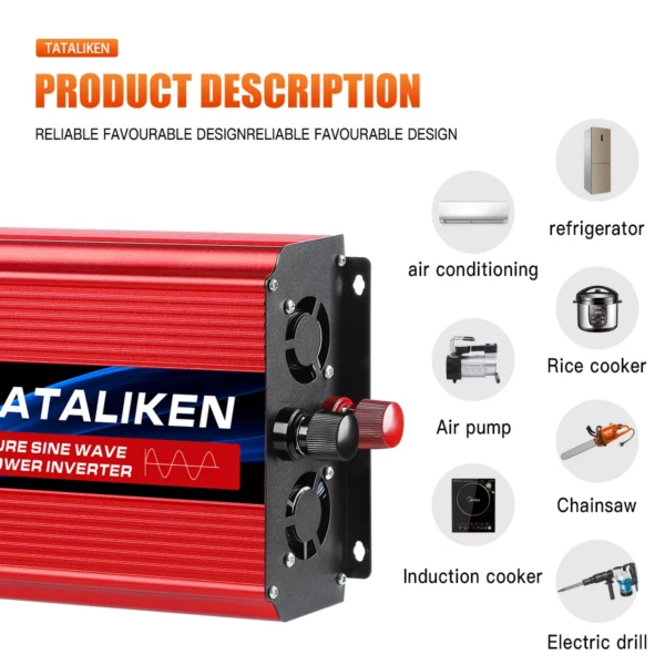 Inverter DC 12V 24V a AC 220V tensione onda sinusoidale pura potenza 50Hz convertitore 8000W 6000W 3500W 2500W 1600W - immagine 7