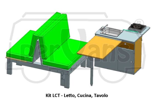 Kit LCT: progetto letto pieghevole, cucina con lavello e tavolo compatto da costruire