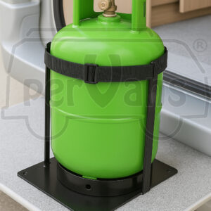 Supporto bombola gas camper in acciaio verniciato epossidico nero – Artigianale Made in Italy