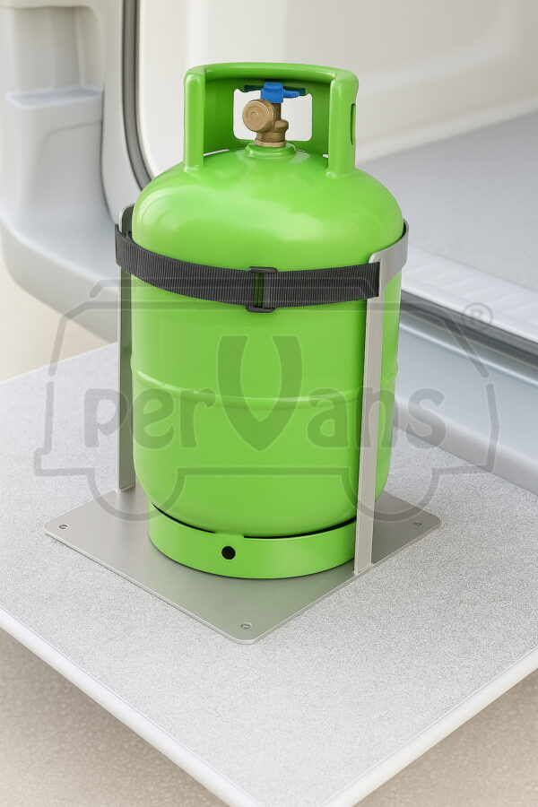 Supporto bombola gas camper in acciaio inox AISI 304 – Artigianale Made in Italy